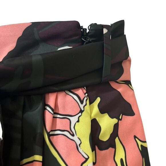 Tanya Taylor Nikiya Shorts Pink Black Floral Print Flared Leg Side Zip Sz 0 NWT - Picture 4 of 9